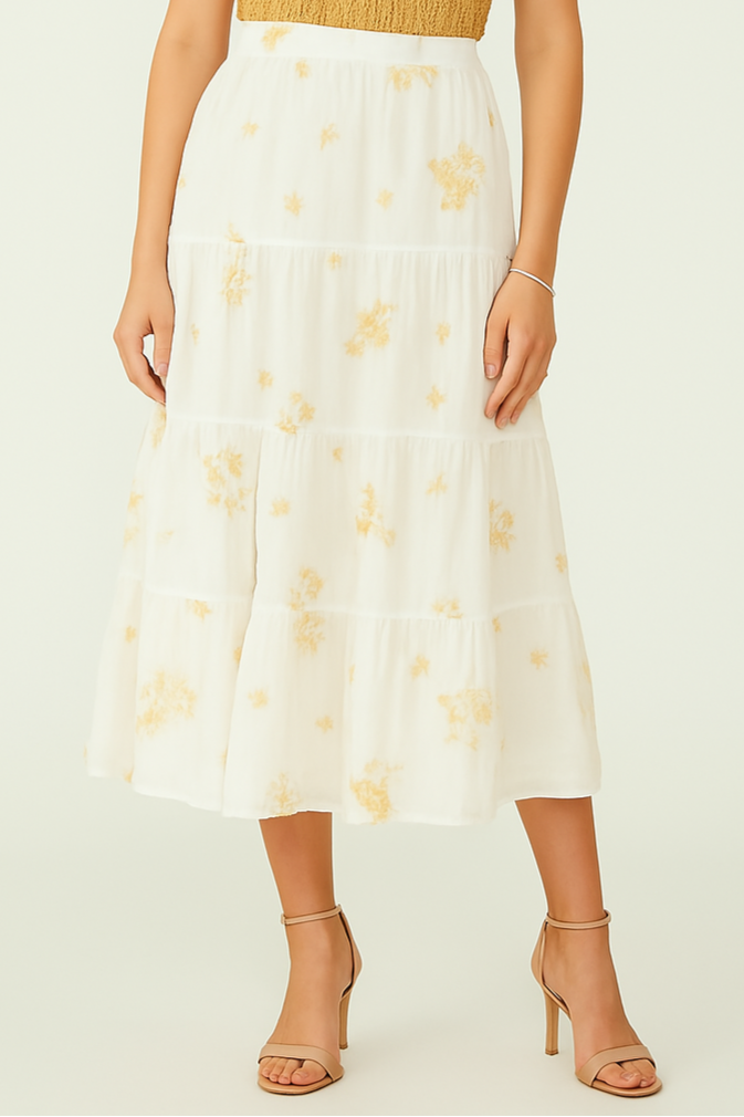 Stella Floral Embroidered Skirt