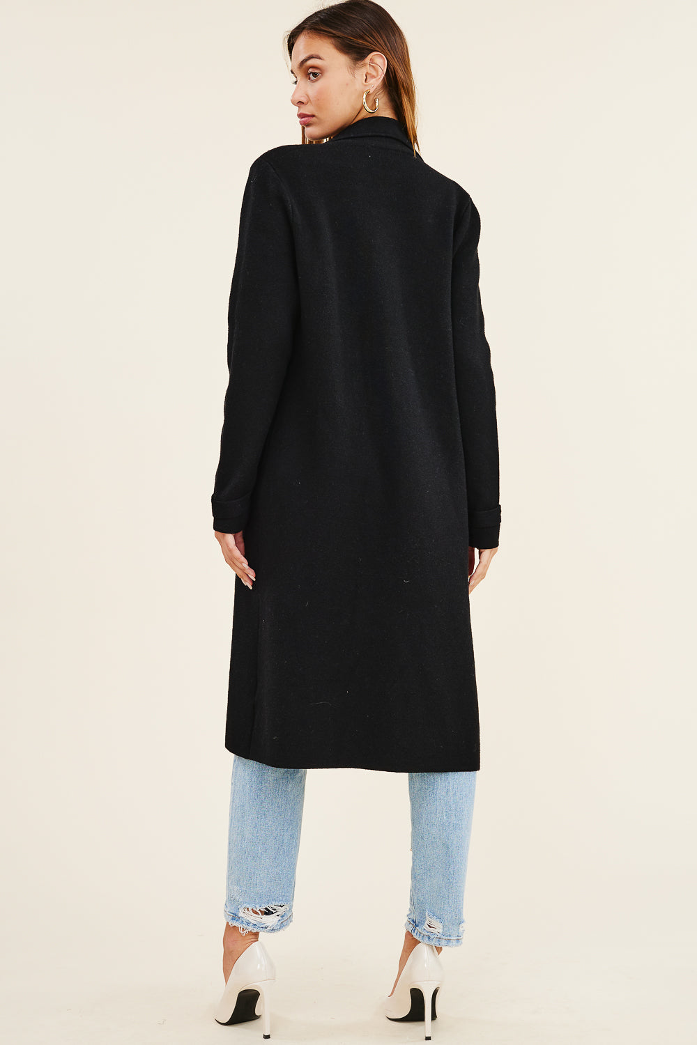 Macey Black Wool Trench Coat