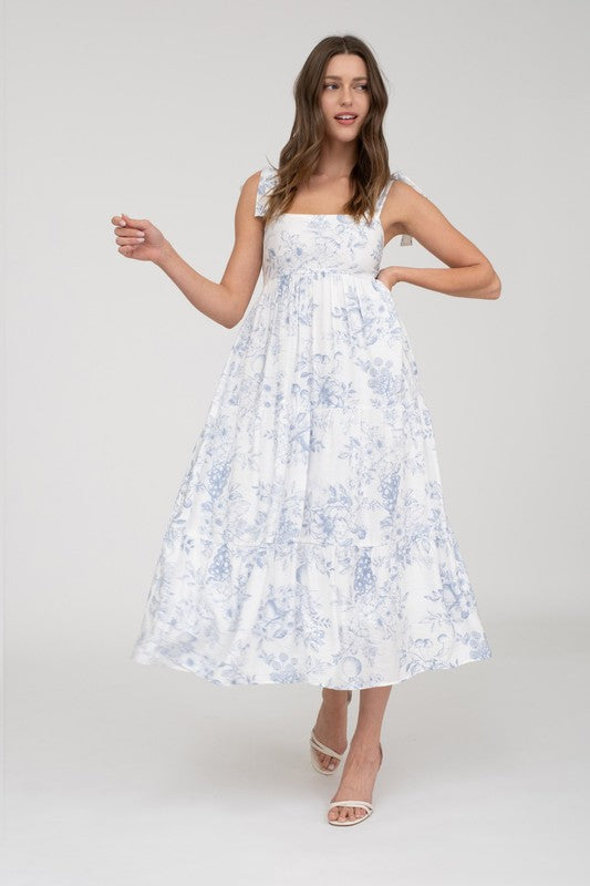 Leah Blue Tiered Midi Dress