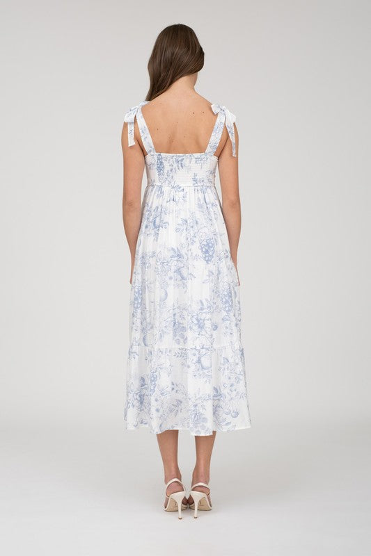 Leah Blue Tiered Midi Dress