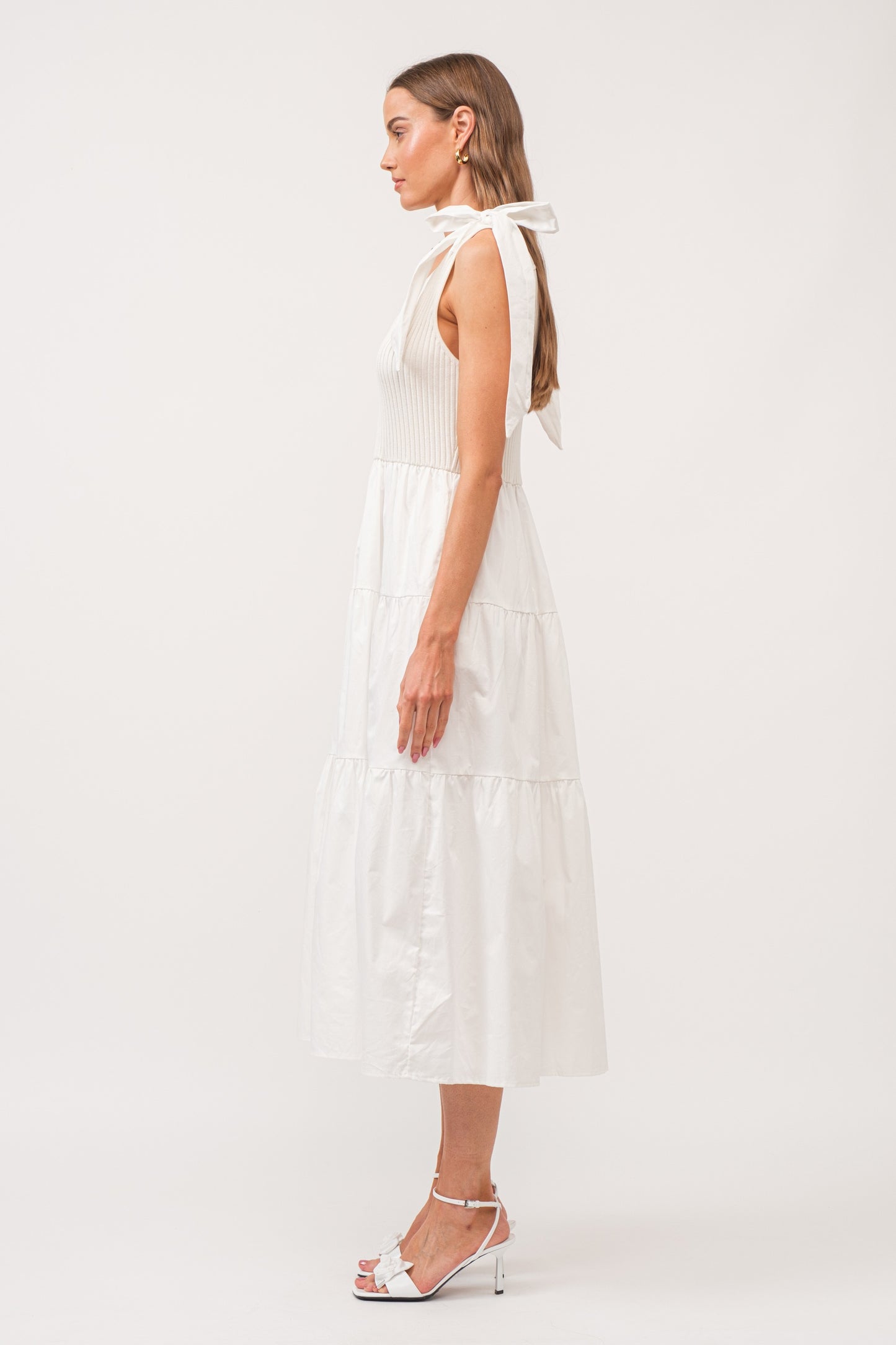 Off White Shelby Dress with Shoulder Tie