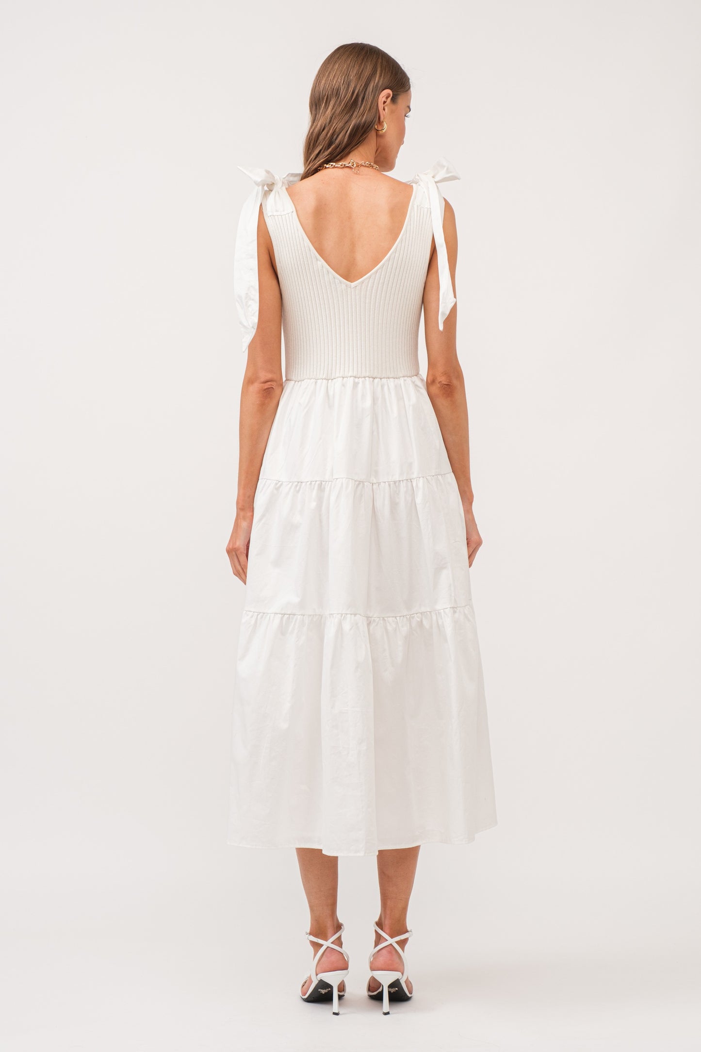 Off White Shelby Dress with Shoulder Tie