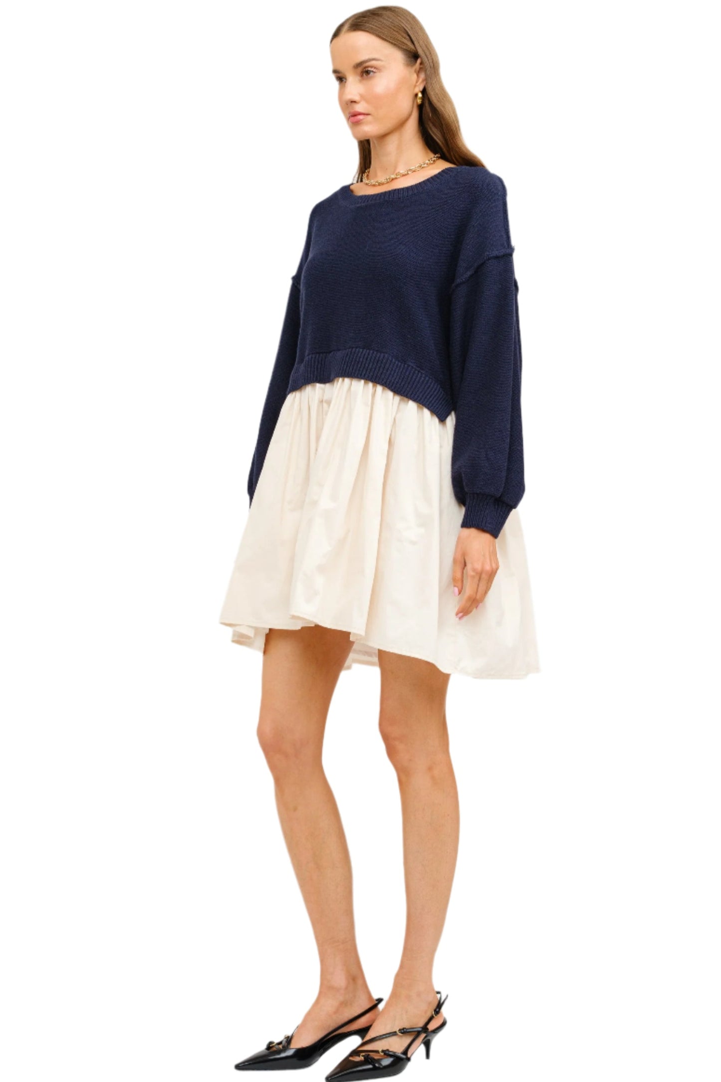 Navy Melanie Long Sleeve Dress