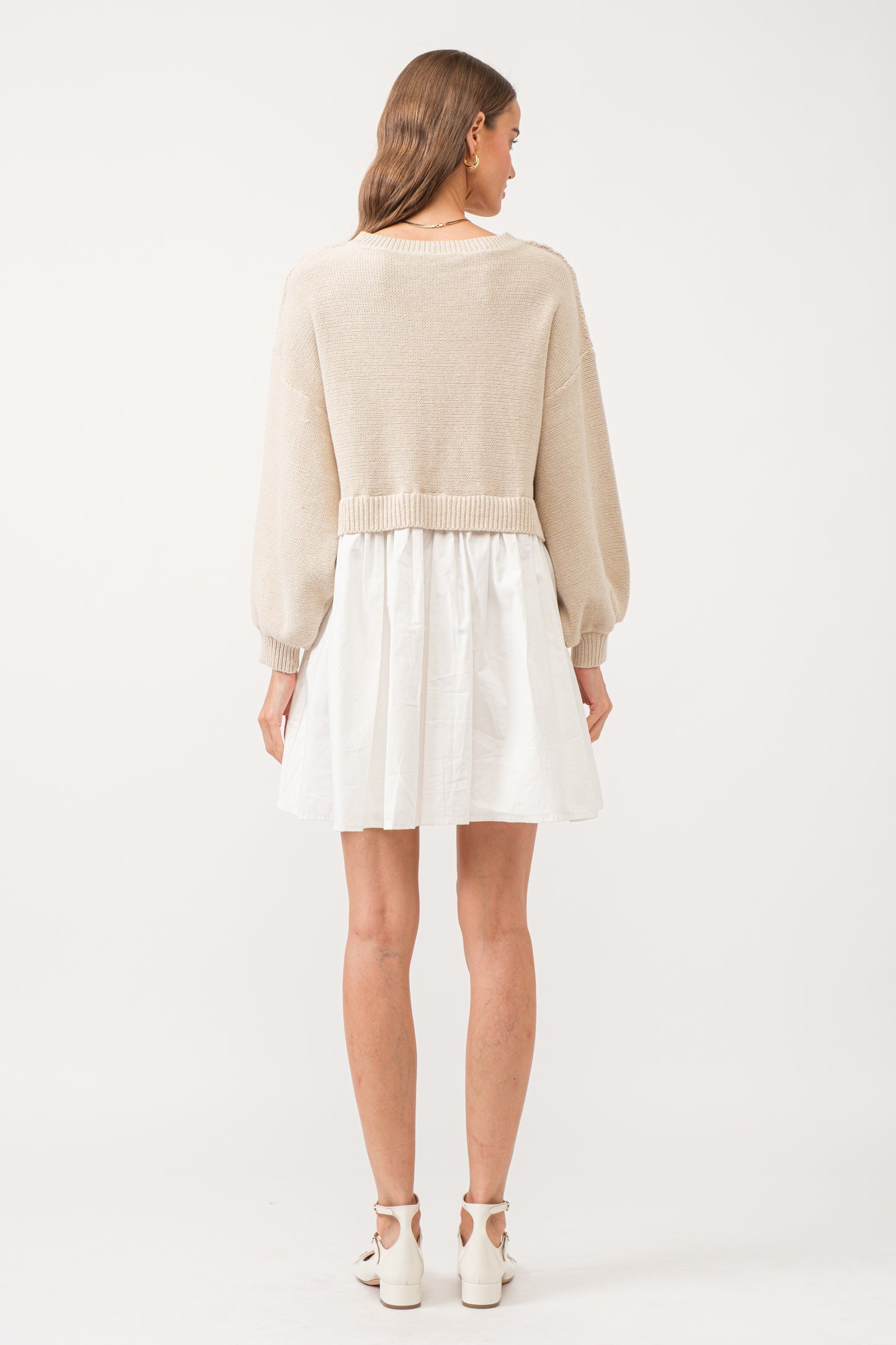Natural White Melanie Long Sleeve Dress