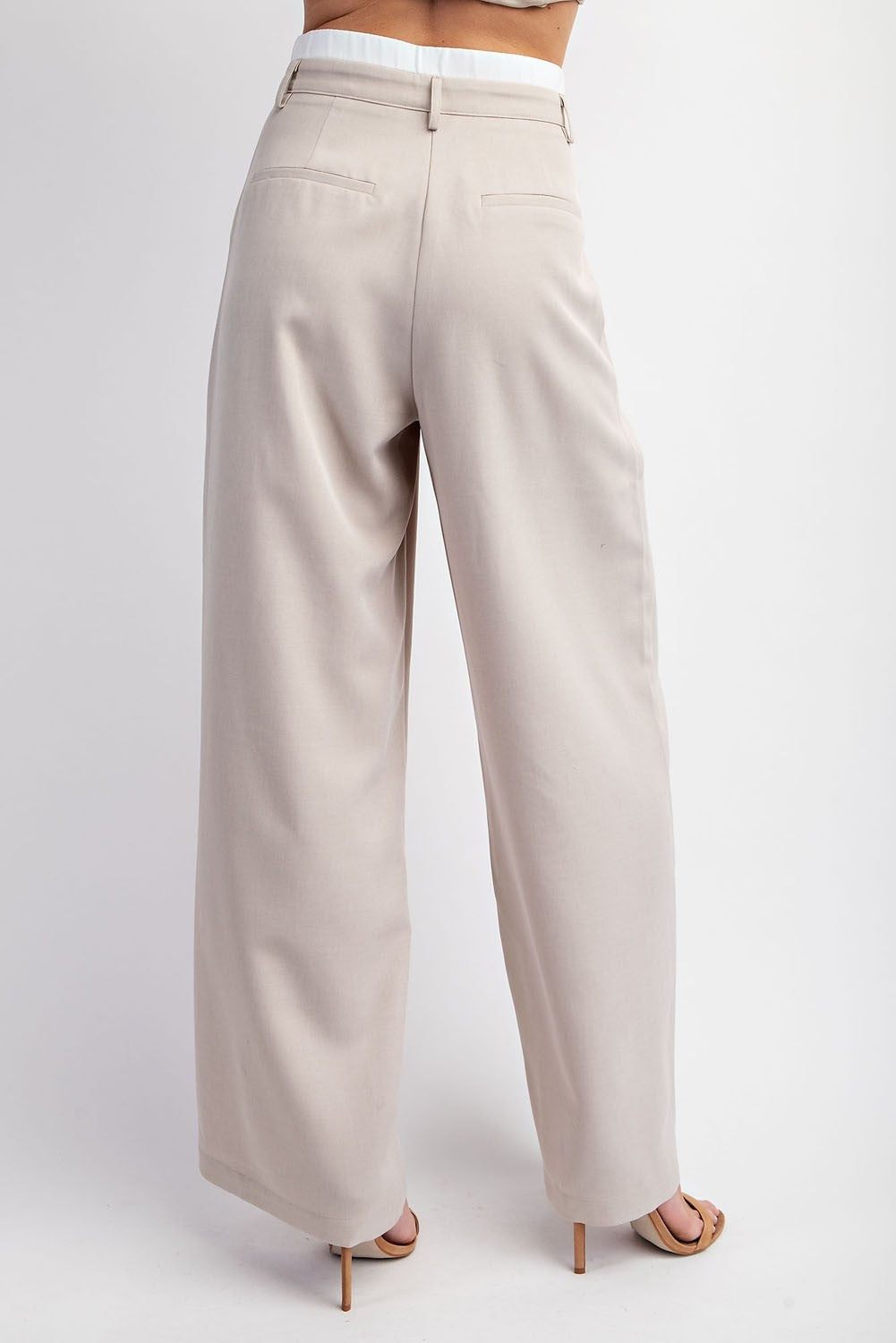 Taupe Bella Pant with Contrast Waist Band