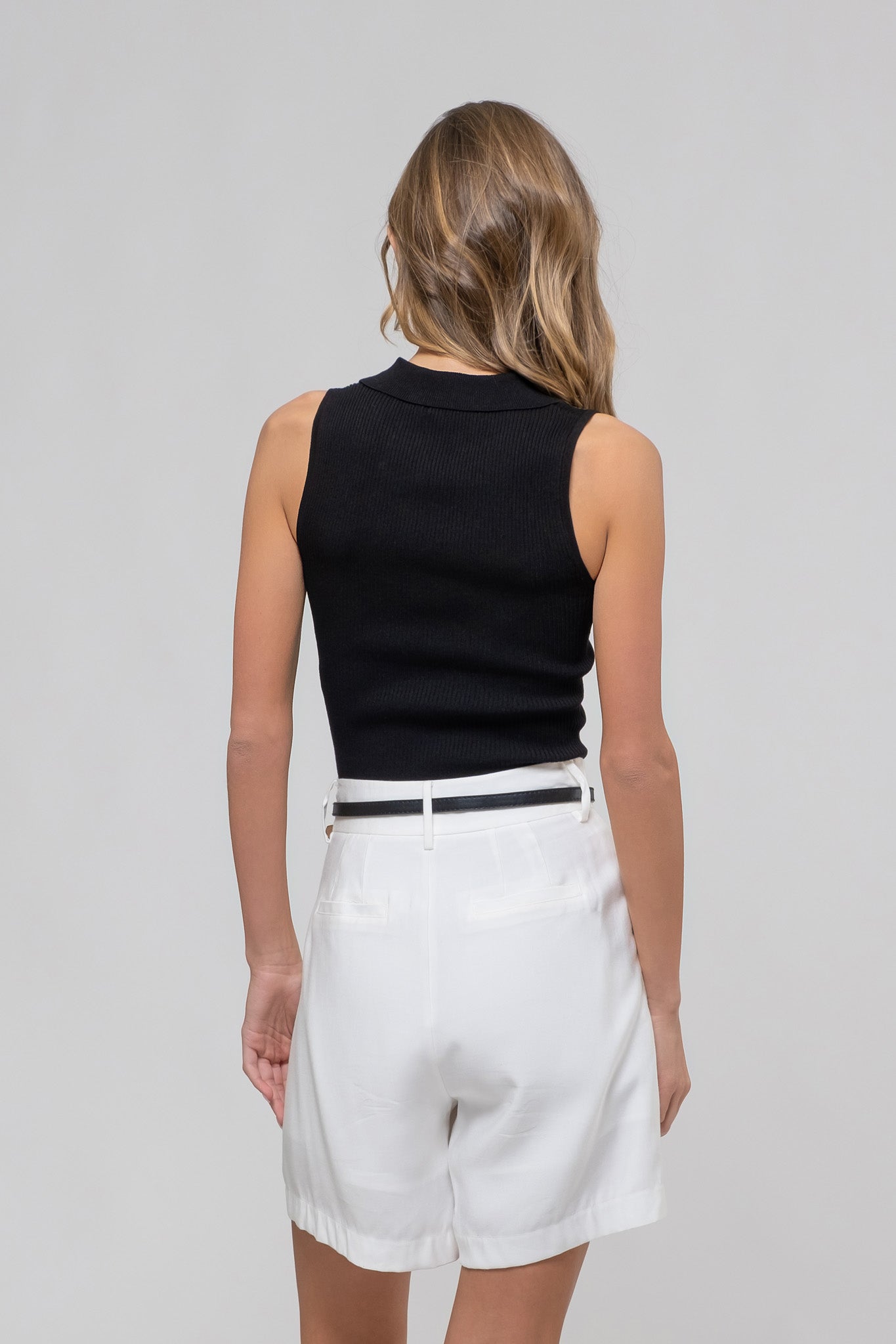 Black Bre Collared Knit Top