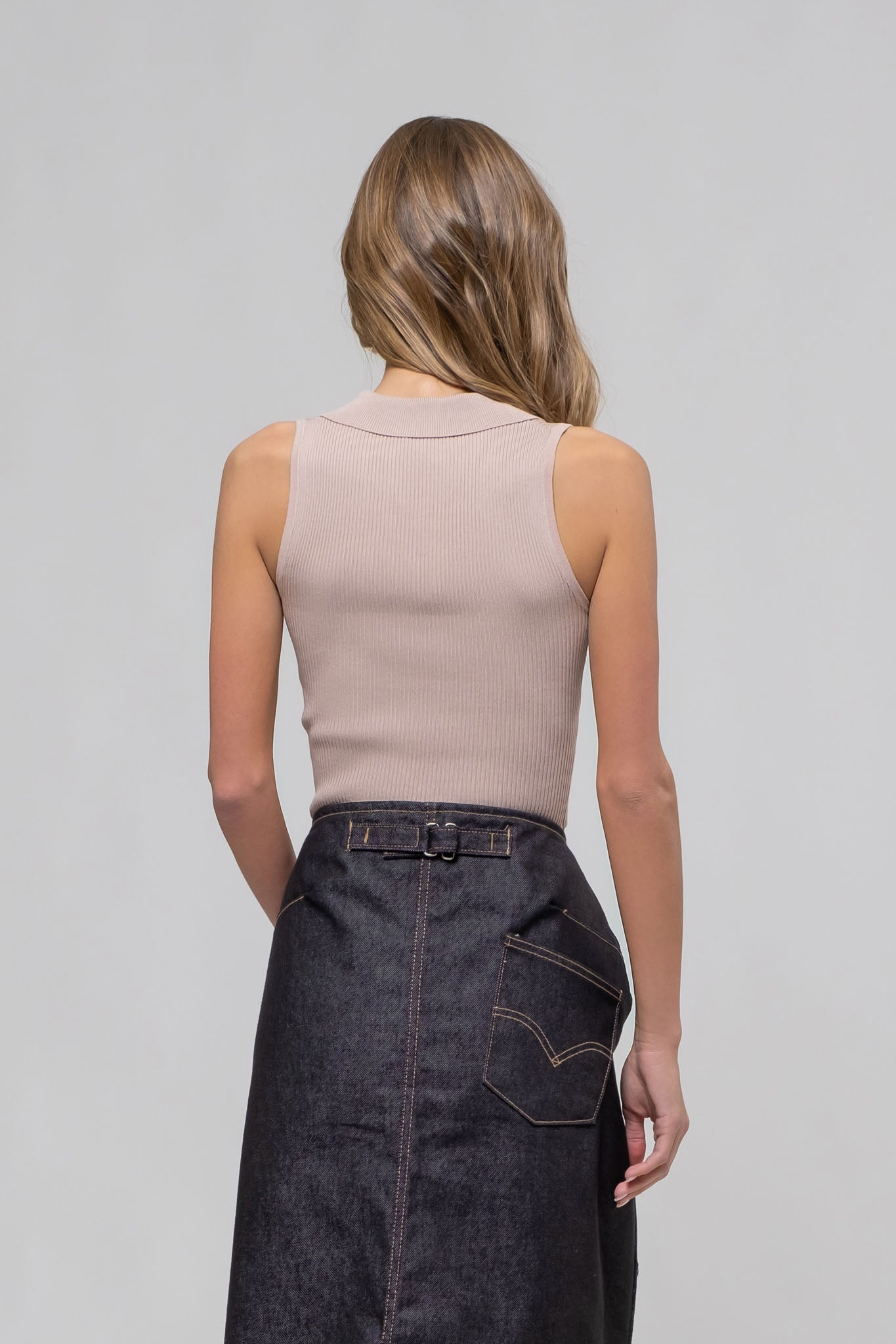 Taupe Bre Collared Knit Top