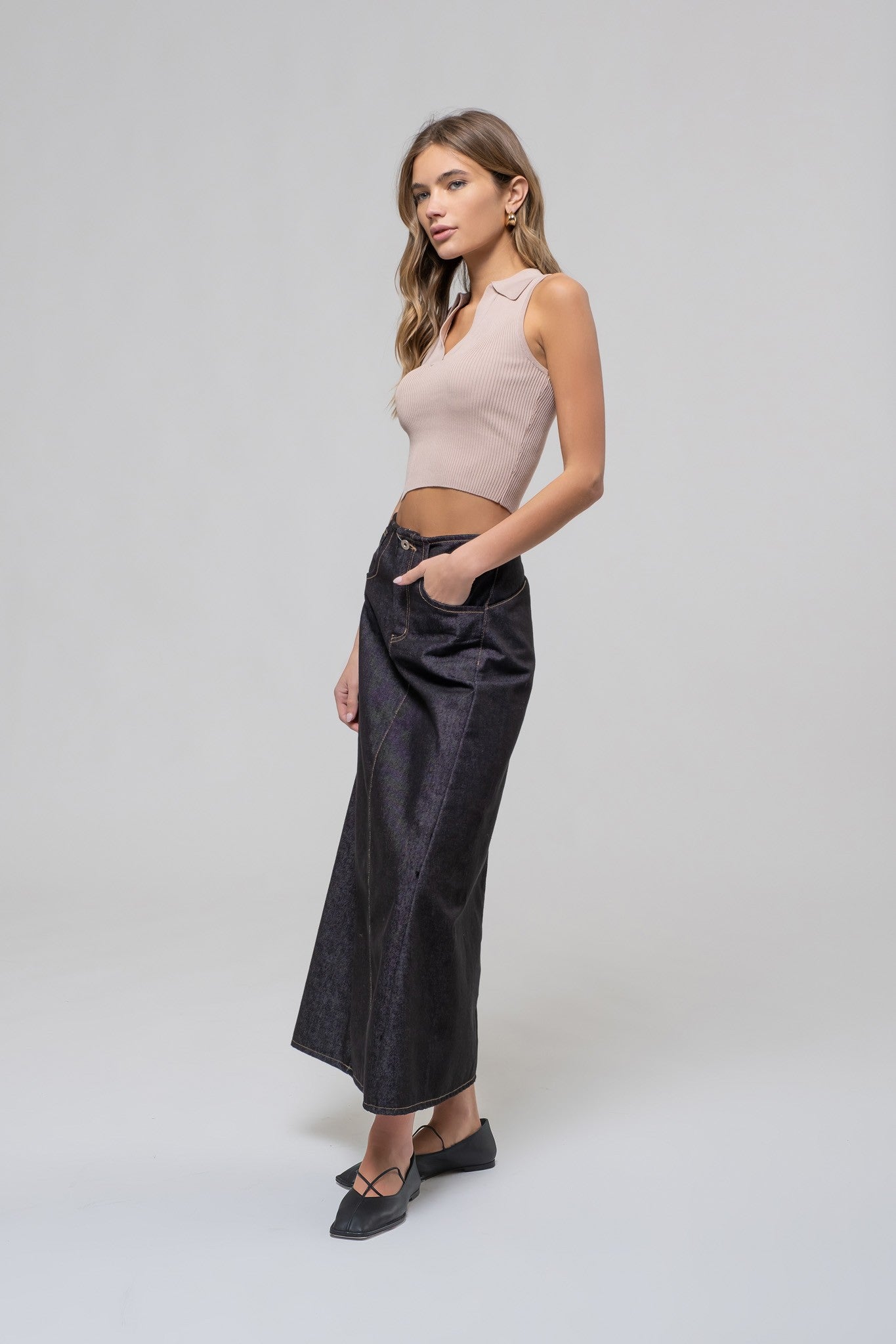 Taupe Bre Collared Knit Top