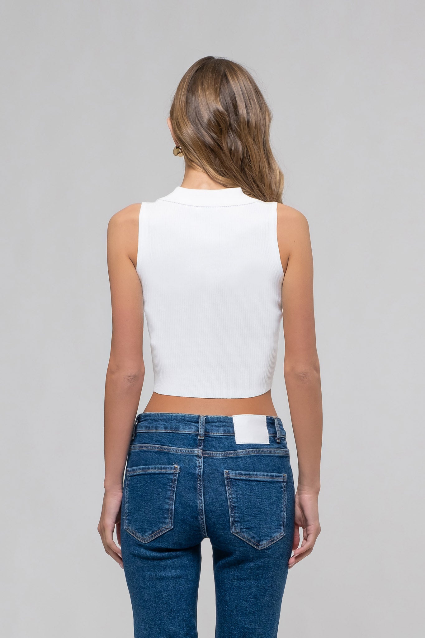 White Bre Collared Knit Top