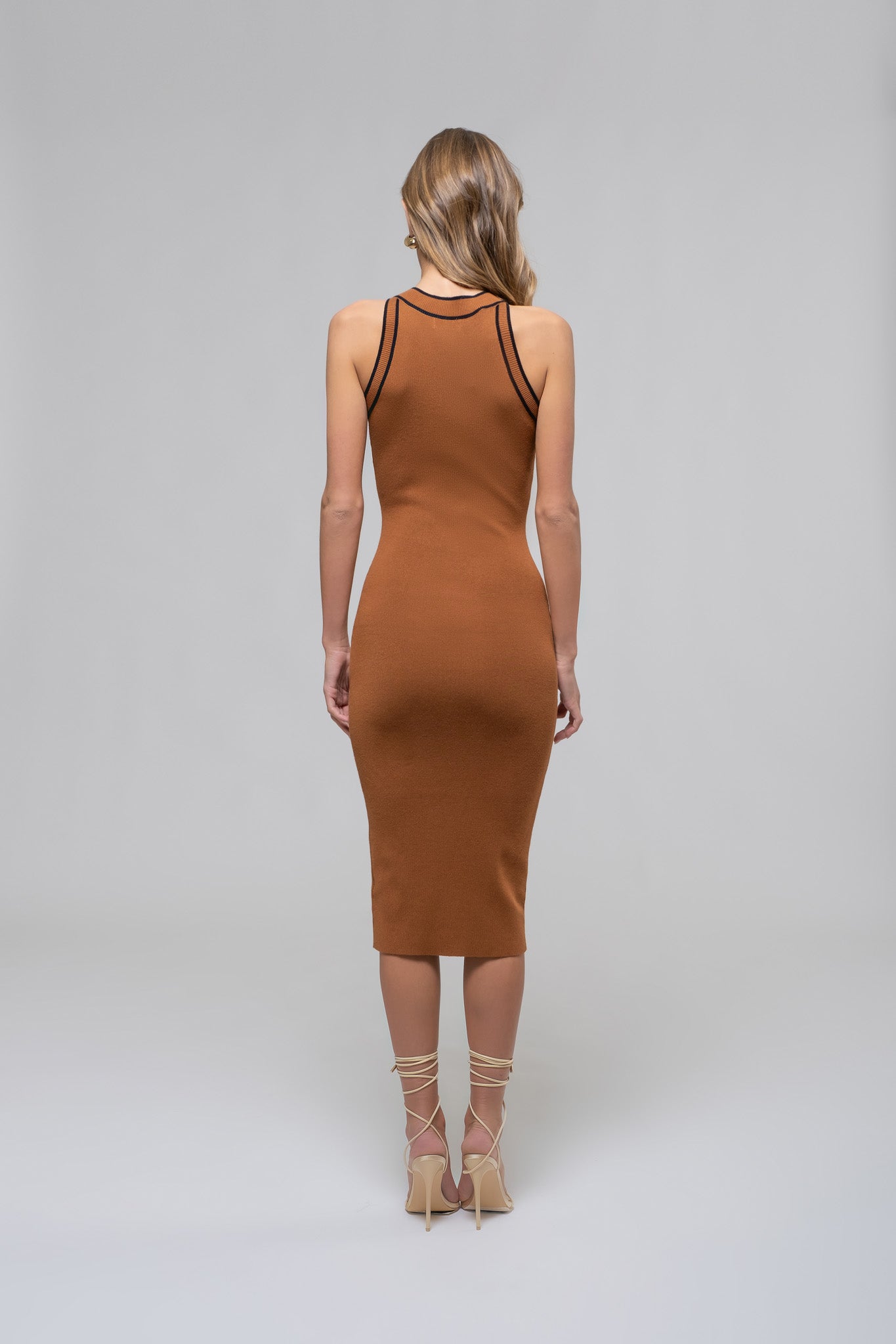 Copper Shay Sleeveless Halter Neckline Dress