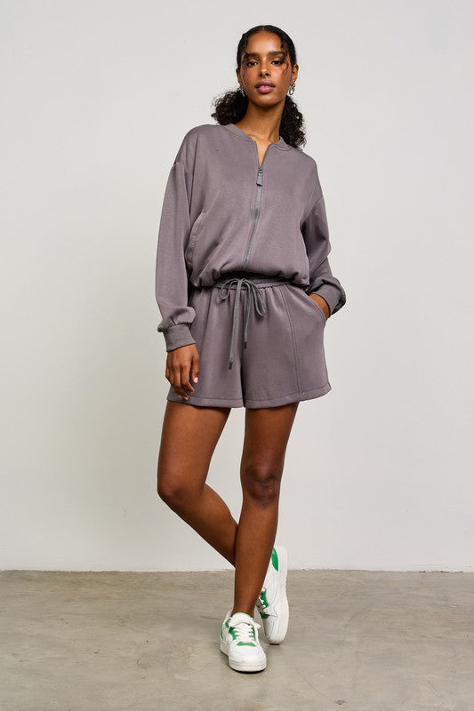 Charcoal Modal Bomber Jacket