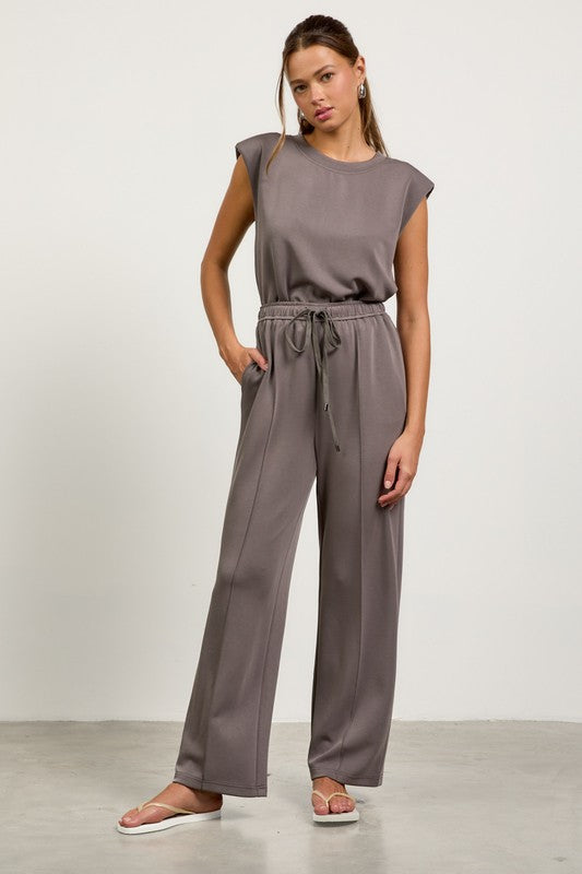Charcoal Modal Wide Leg Pant