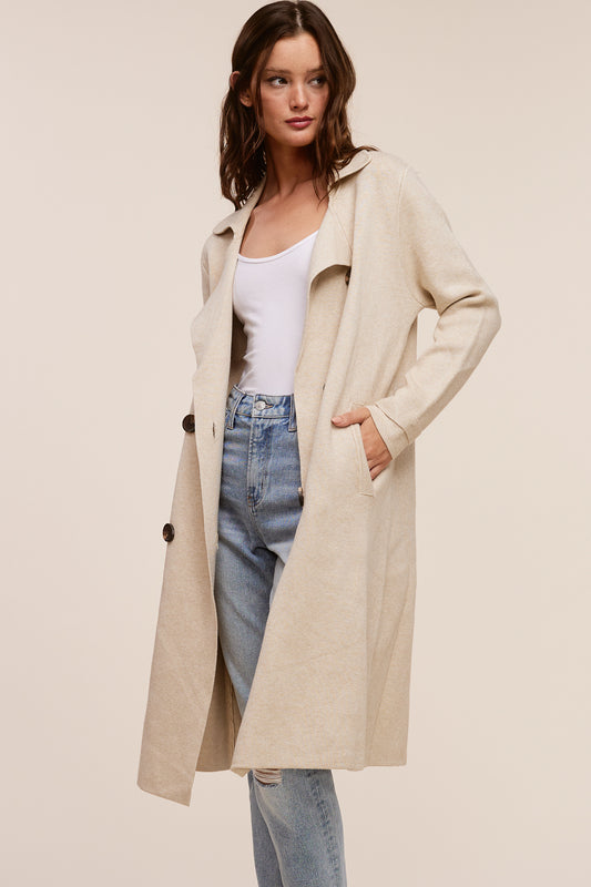 Macey Oatmeal Wool Trench Coat