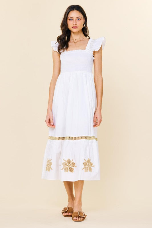 White Sophia Embroidery Dress