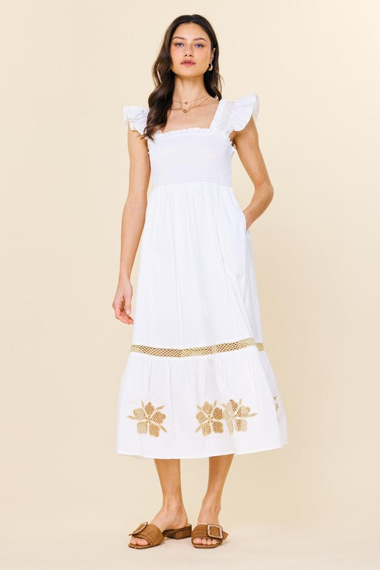 White Sophia Embroidery Dress