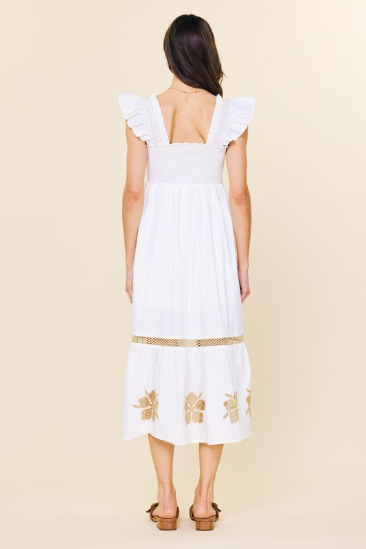 White Sophia Embroidery Dress
