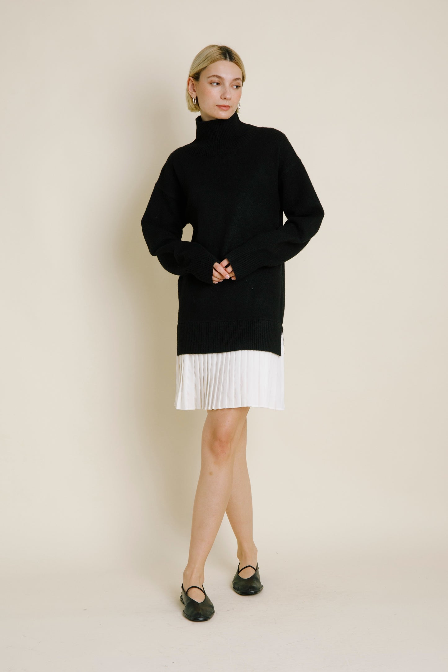 Black Taylor Turtleneck Sweater Dress