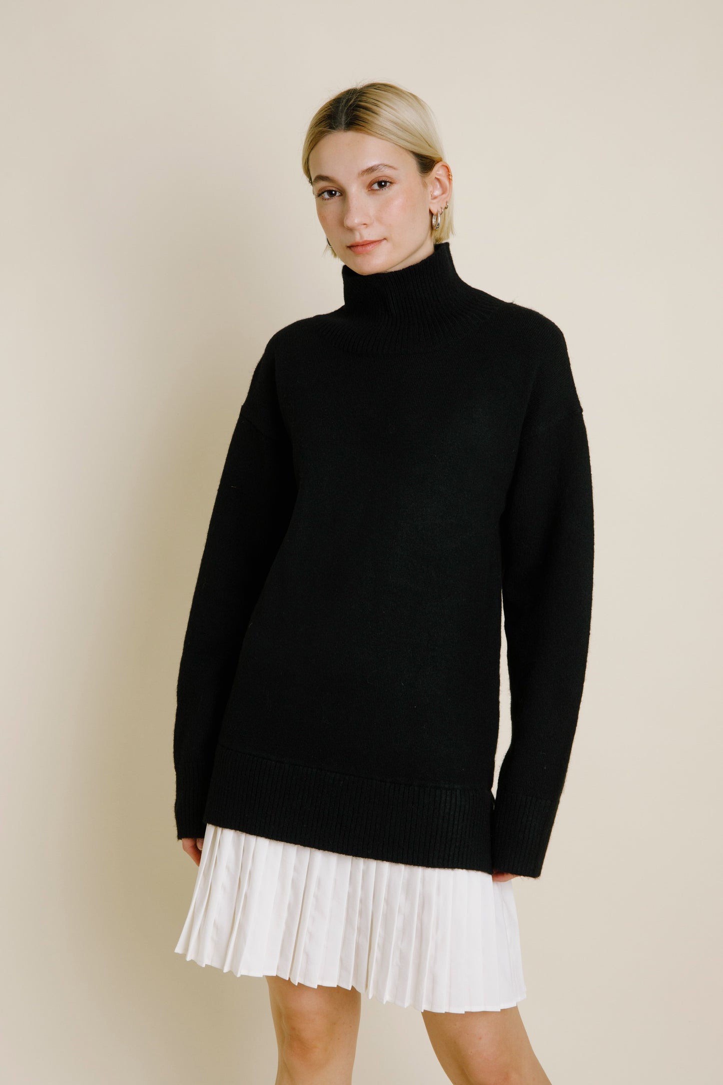 Black Taylor Turtleneck Sweater Dress