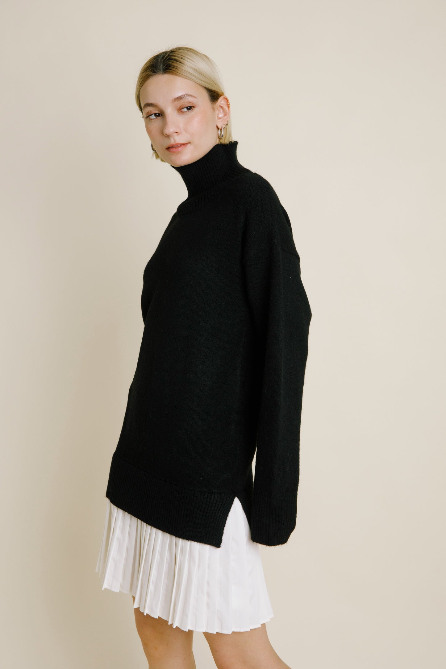 Black Taylor Turtleneck Sweater Dress