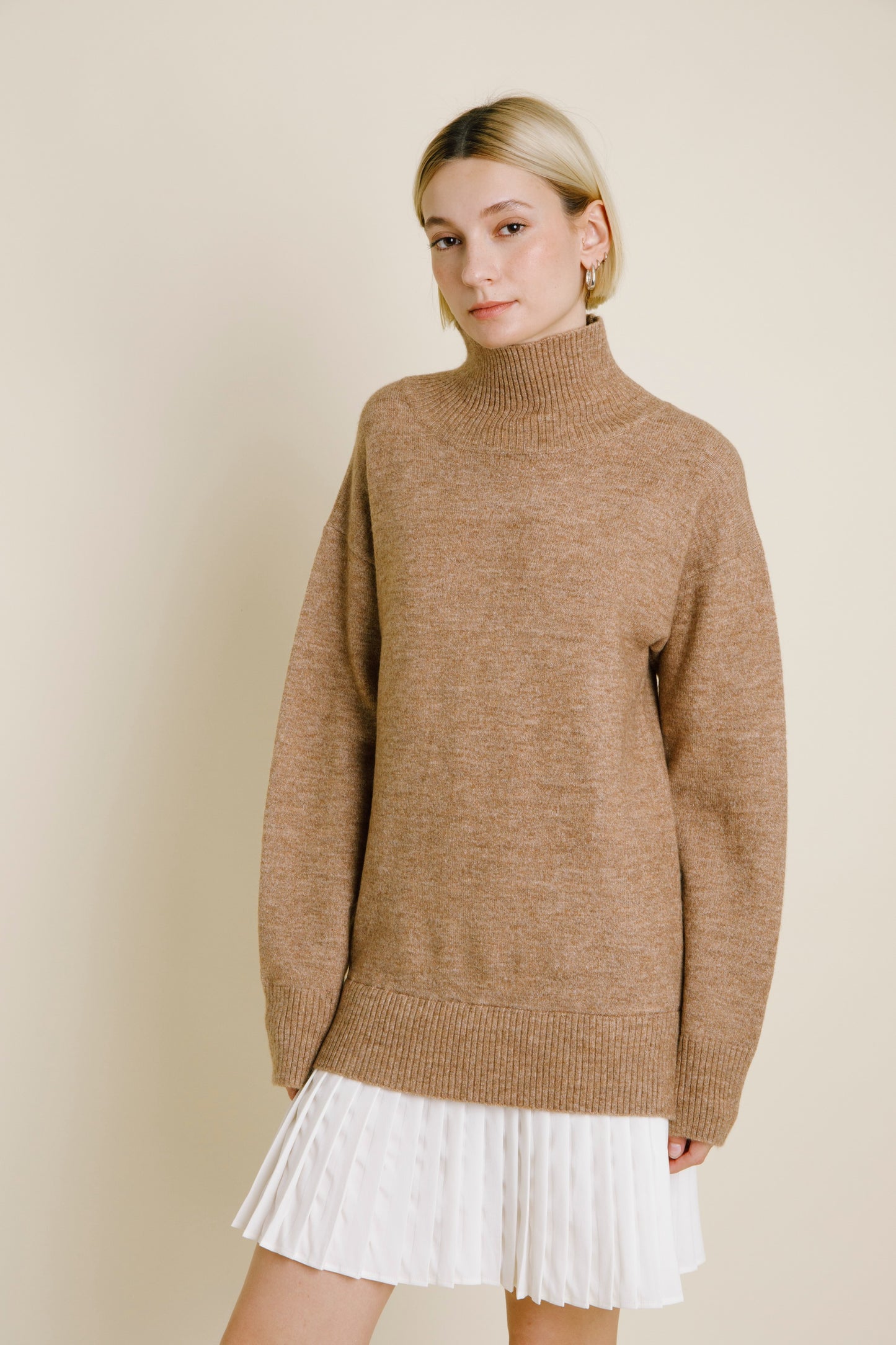 Taupe Taylor Turtleneck Sweater Dress