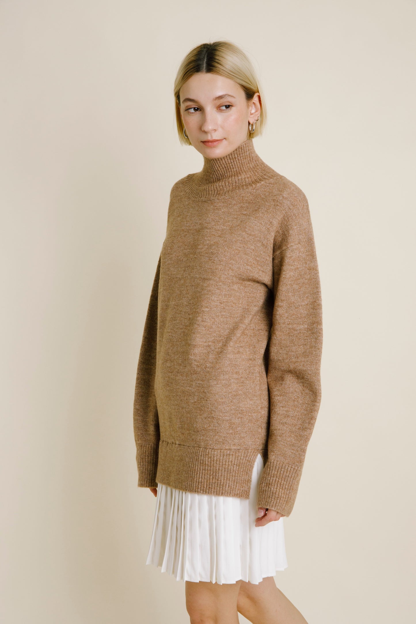 Taupe Taylor Turtleneck Sweater Dress