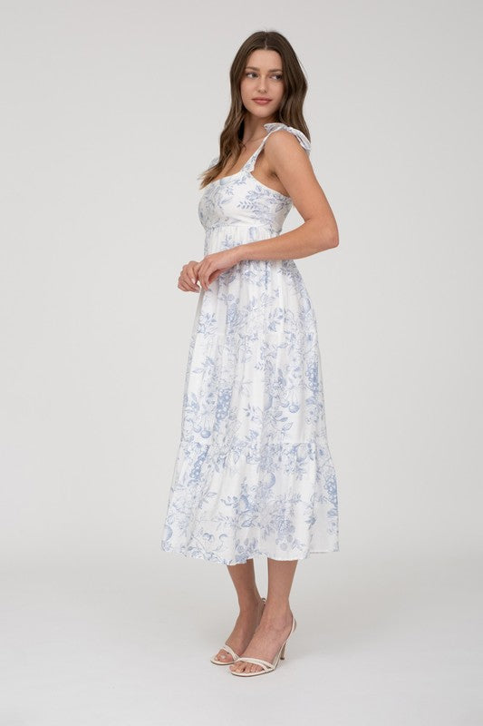 Leah Blue Tiered Midi Dress