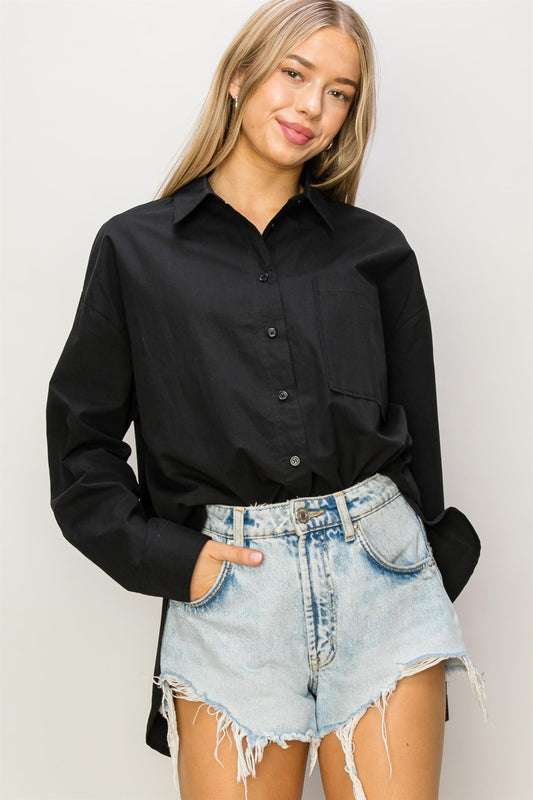 Black Callie Poplin Shirt