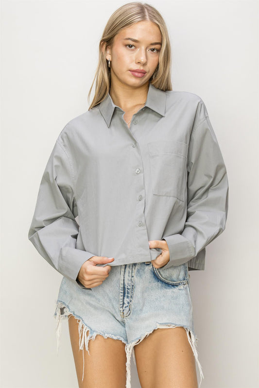 Grey Cora Poplin Shirt