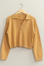 Woven Black Luna Knit Collared Drop Shoulder Sweater