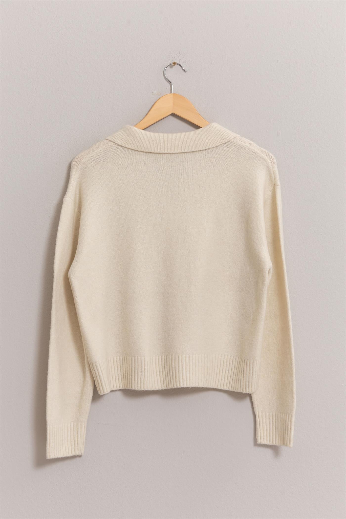 Cream Mila Collared Sweater