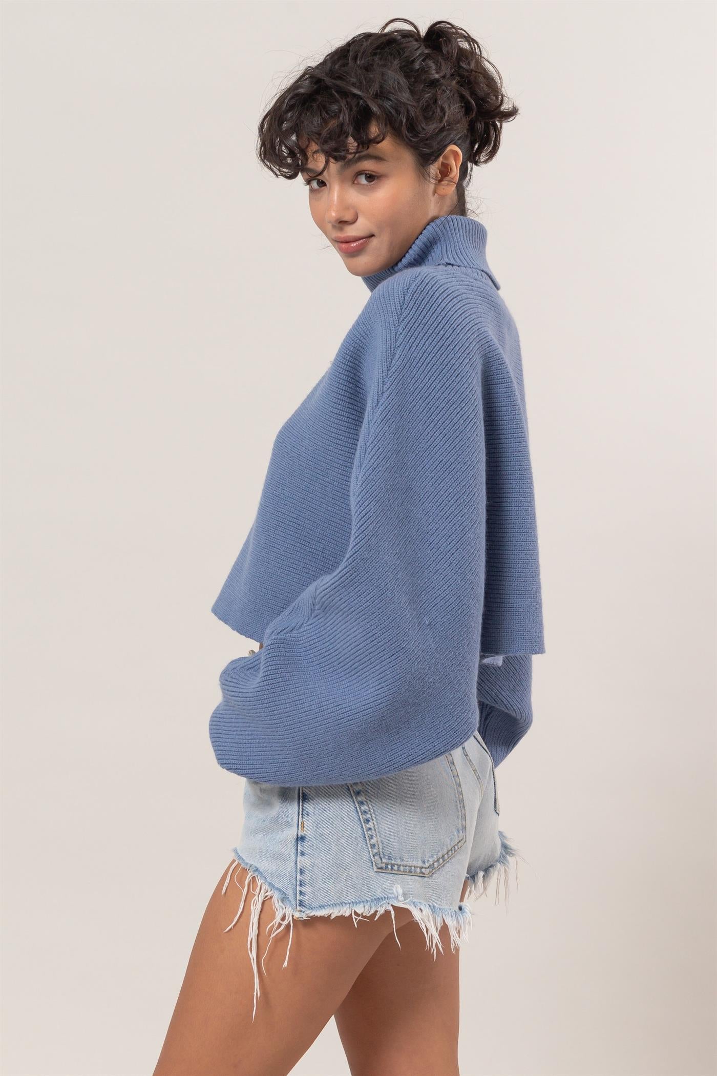 Grey Blue Tessa Turtleneck Sweater