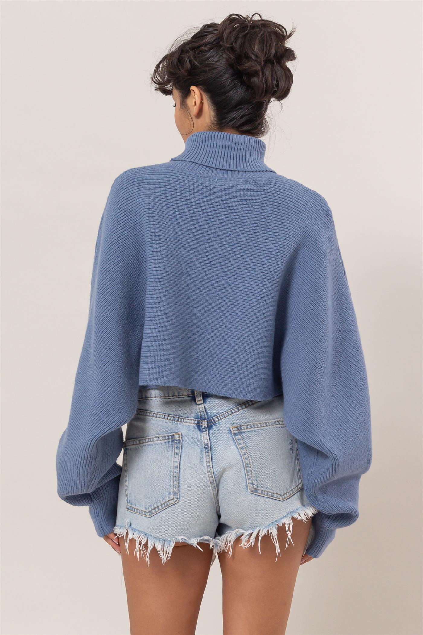 Grey Blue Tessa Turtleneck Sweater