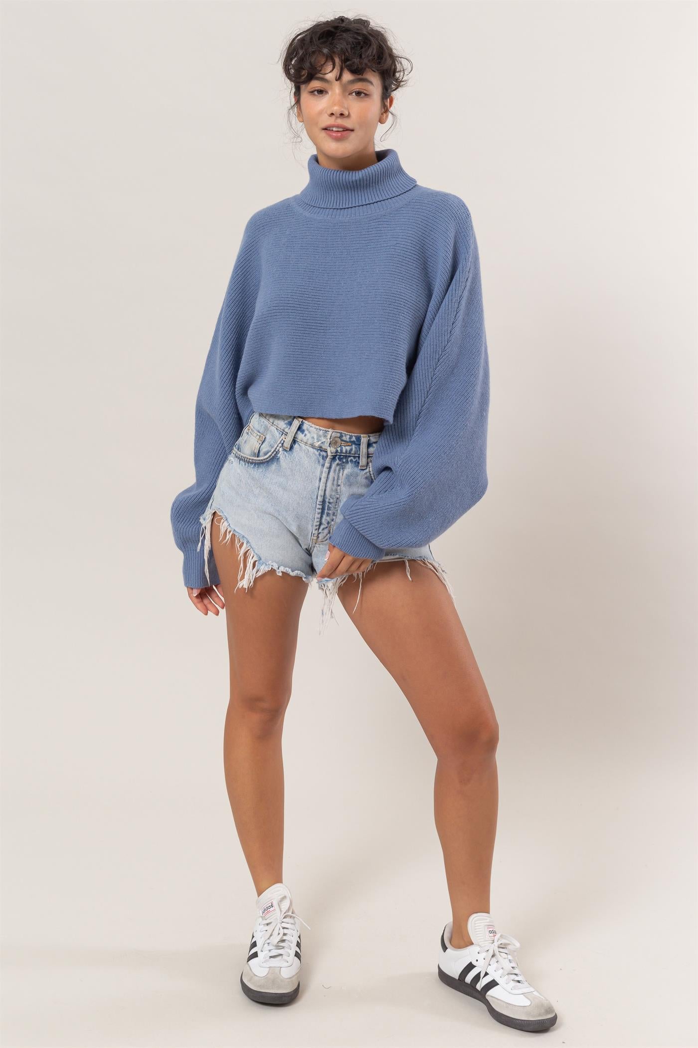 Grey Blue Tessa Turtleneck Sweater