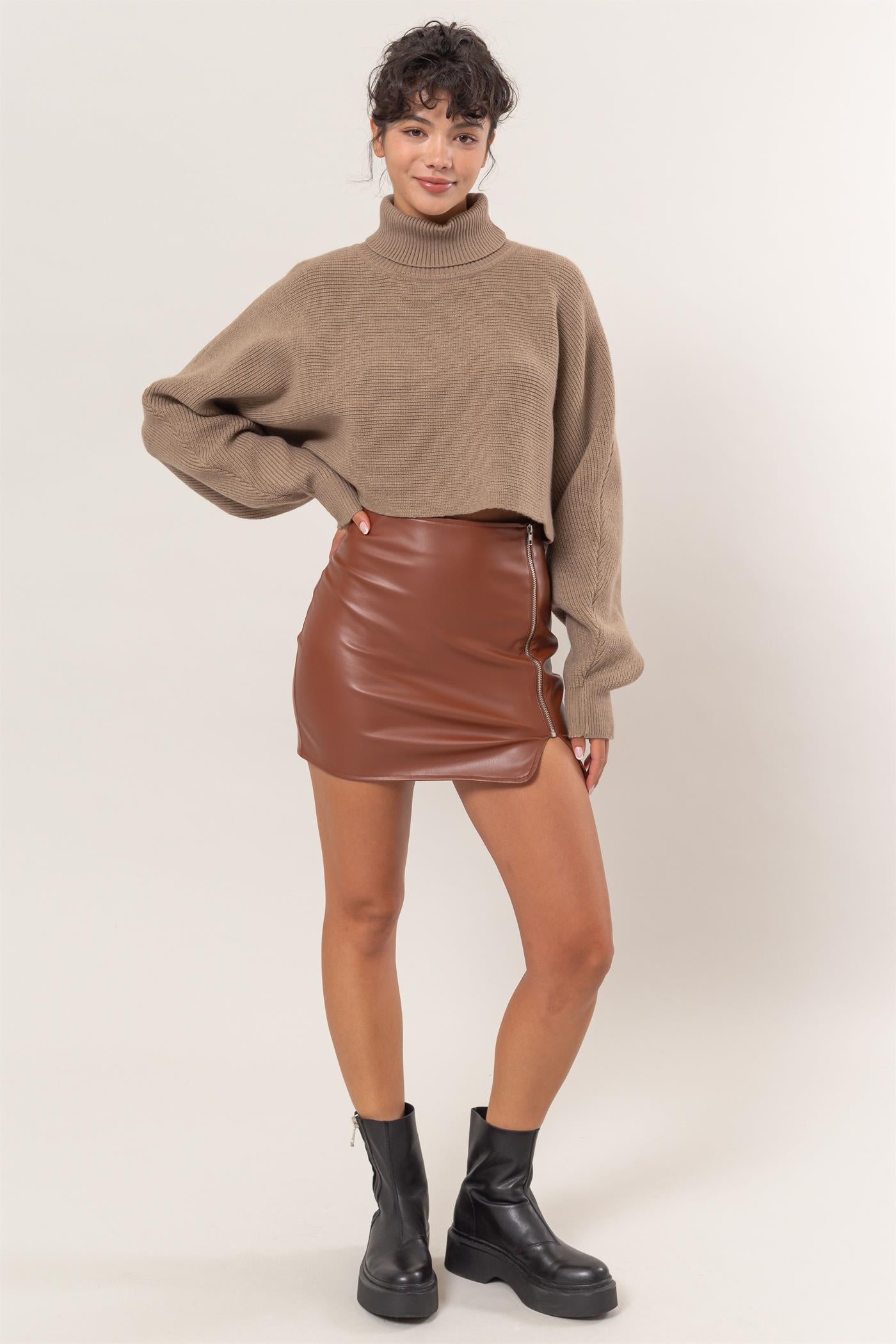 Mocha Brown Tessa Turtleneck Sweater