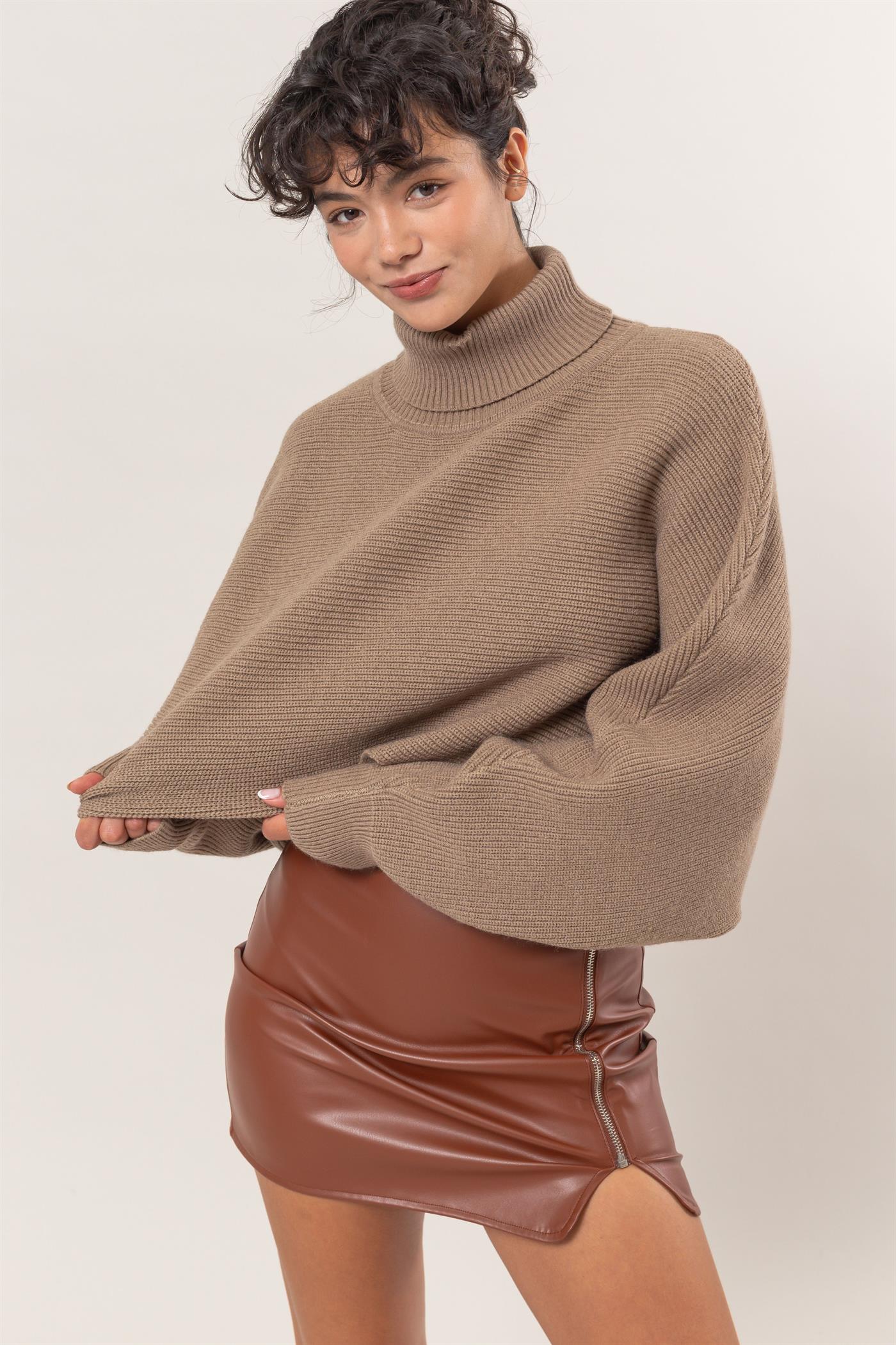 Mocha Brown Tessa Turtleneck Sweater