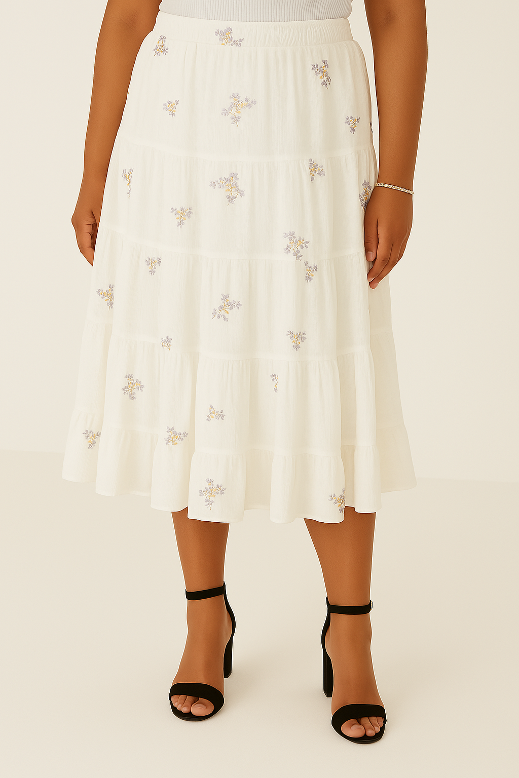 Mel Lavender Floral Embroidered Skirt