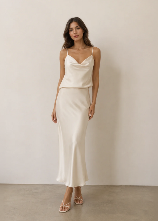 Aspen Ivory Satin Skirt