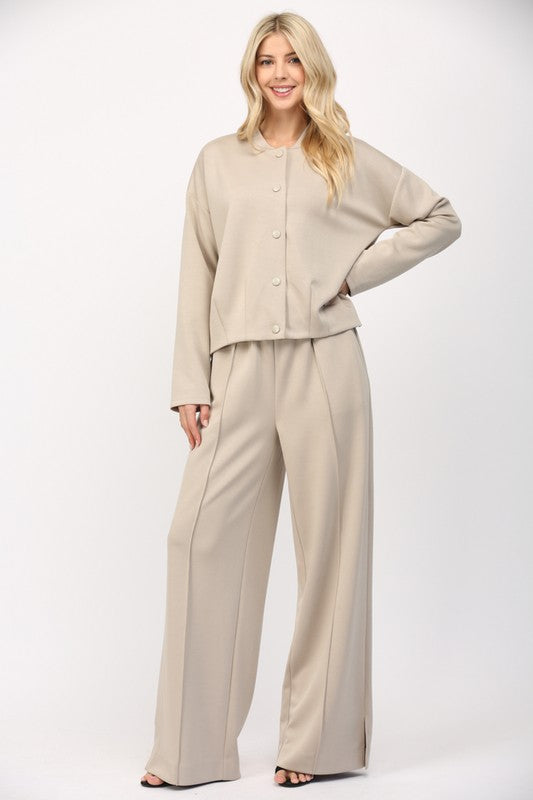 Ecru Wide Leg Pant
