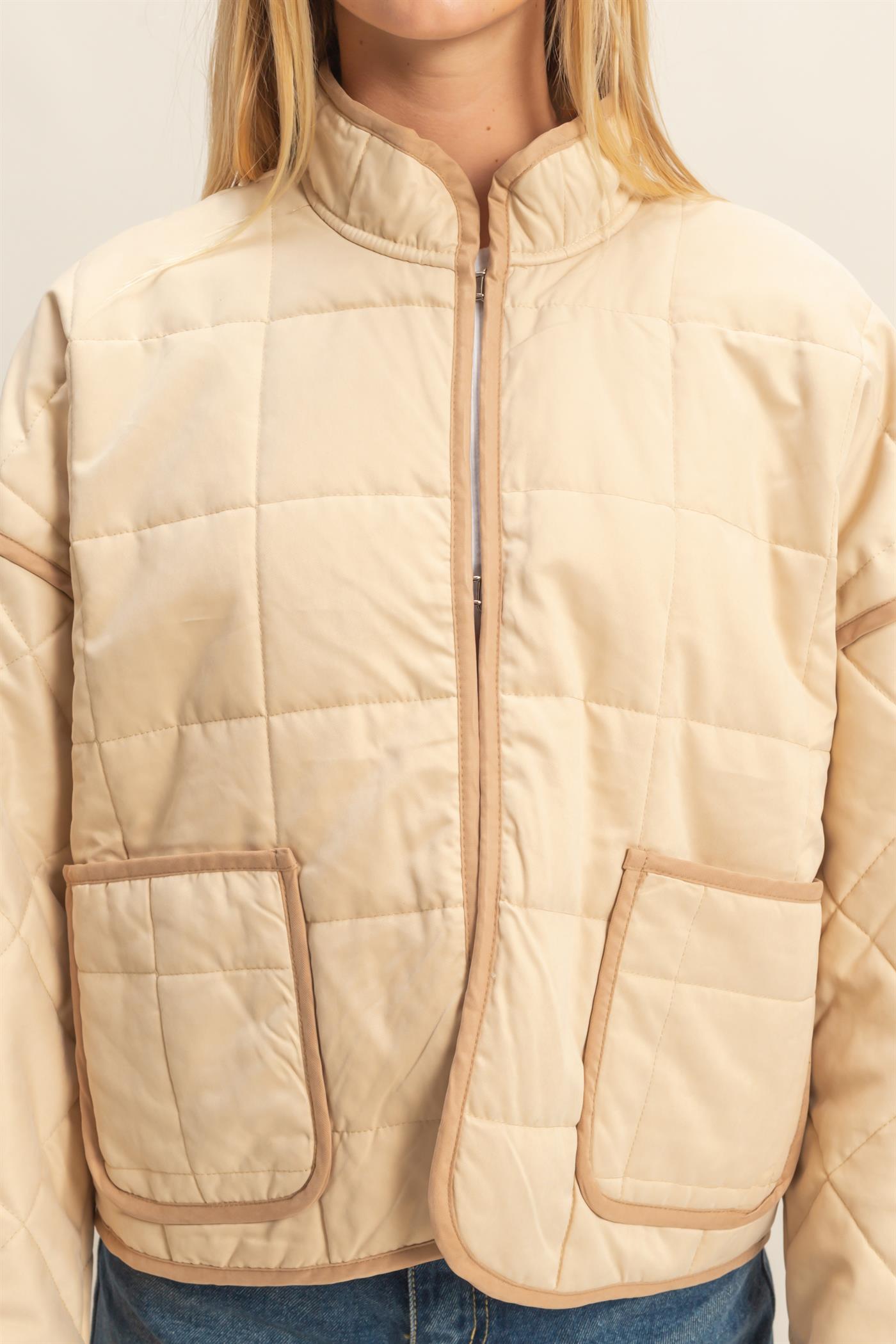 Eva Beige Quilted Jacket