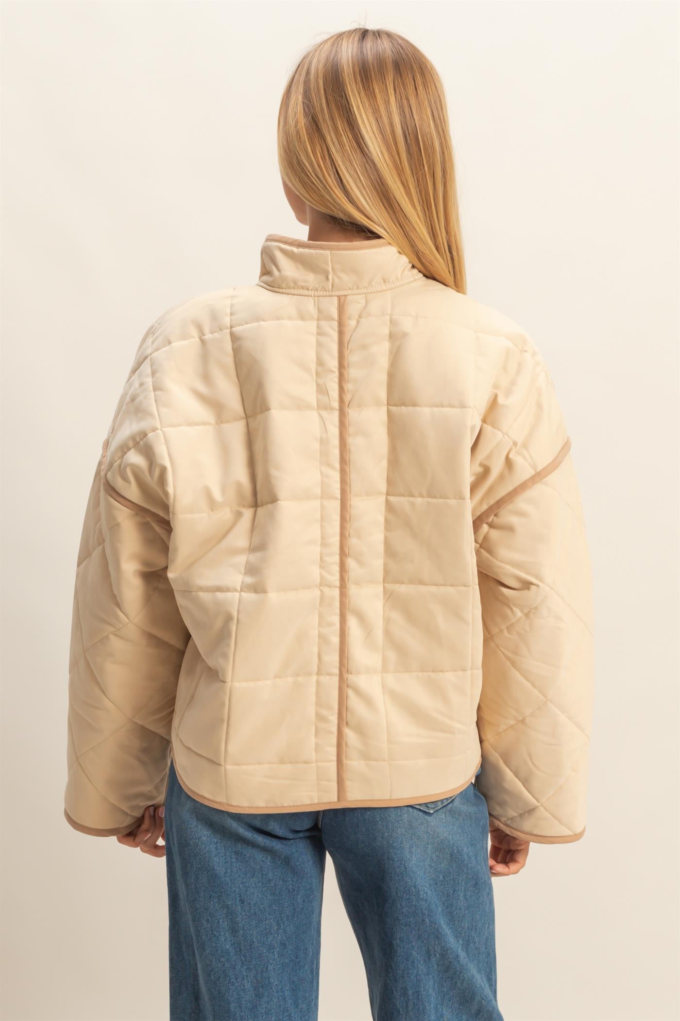 Eva Beige Quilted Jacket
