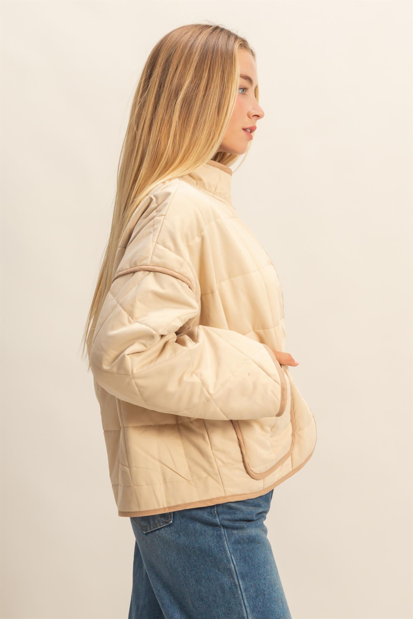 Eva Beige Quilted Jacket