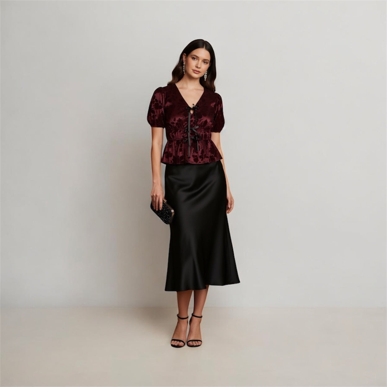 Burgundy Emma Jacquard Top