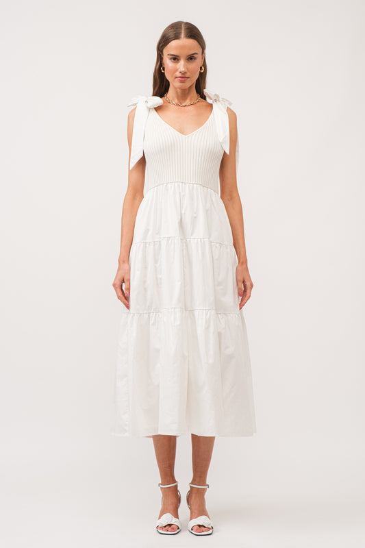 Off White Shelby Dress with Shoulder Tie