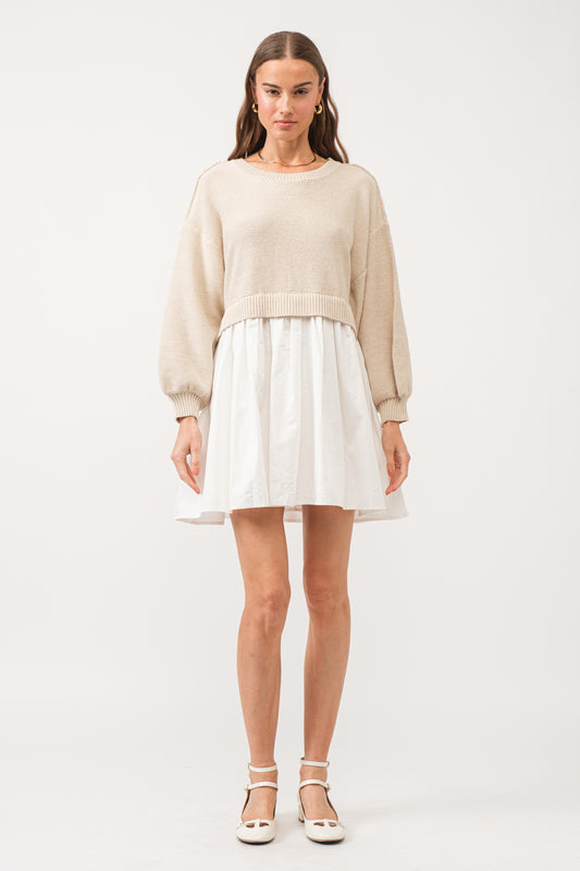 Natural White Melanie Long Sleeve Dress