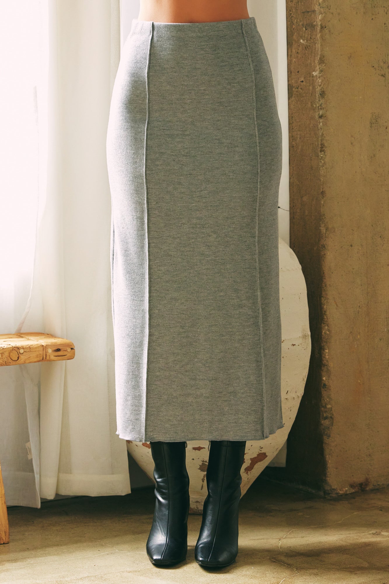 Grey Madison Maxi Knitted Skirt