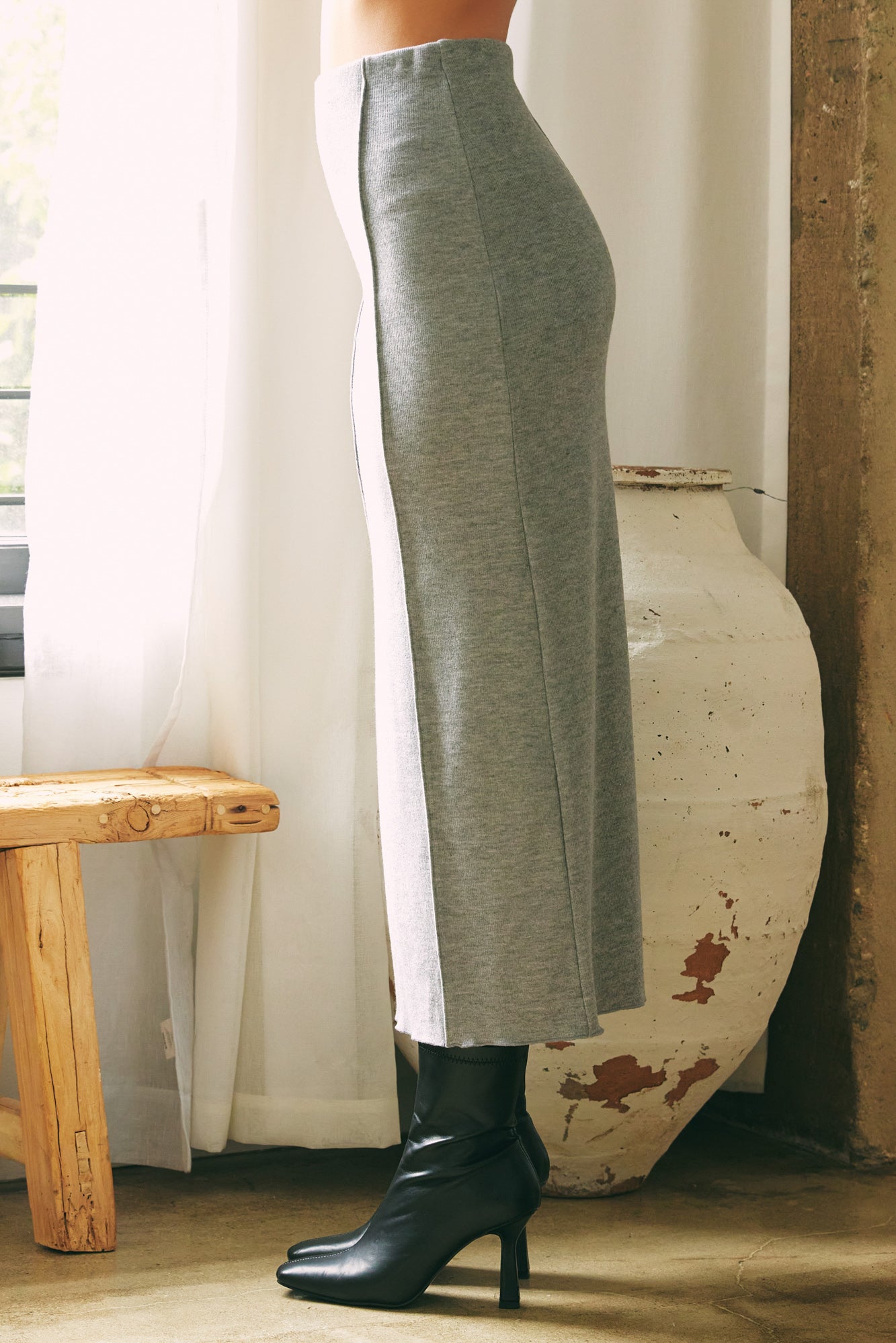 Grey Madison Maxi Knitted Skirt