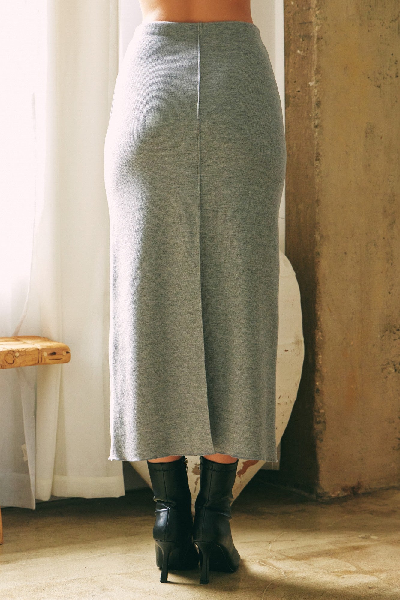 Grey Madison Maxi Knitted Skirt