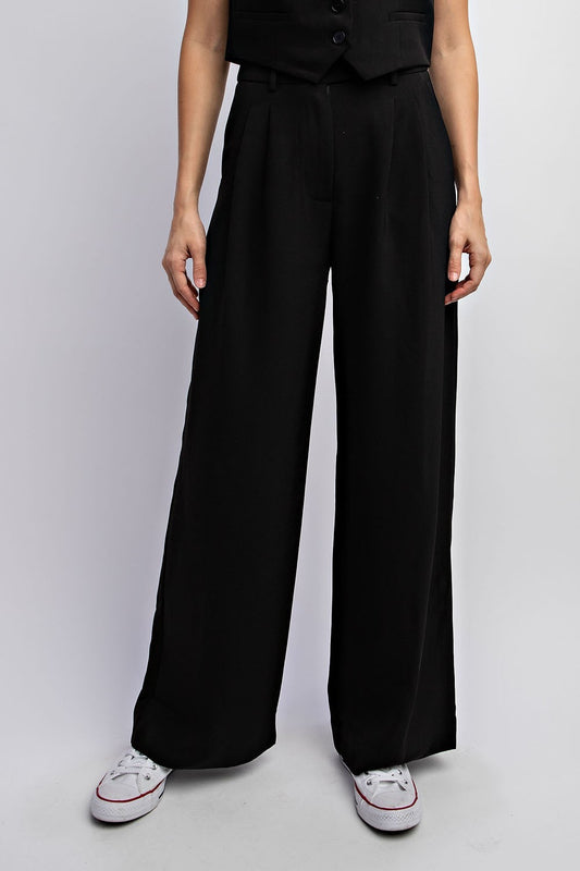 Black Daisy Woven Wide Leg Pant