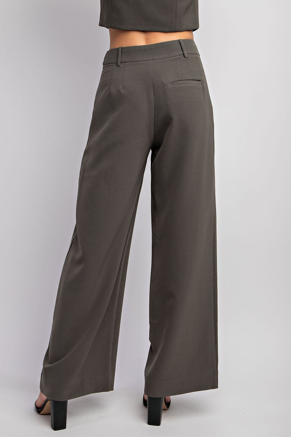 Olive Grey Daisy Woven Wide Leg Pant