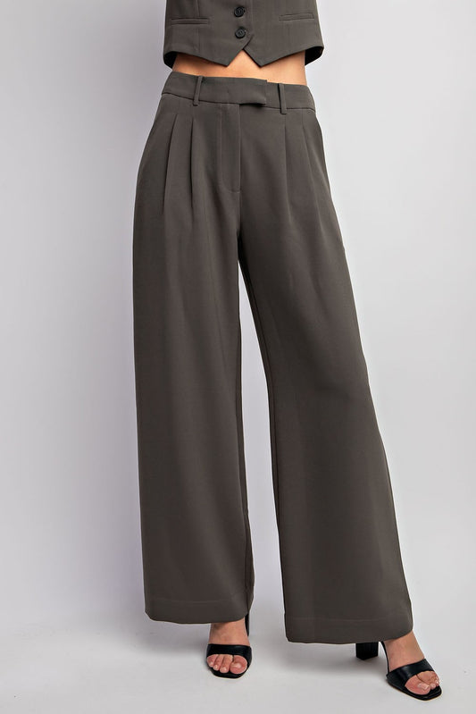 Olive Grey Daisy Woven Wide Leg Pant